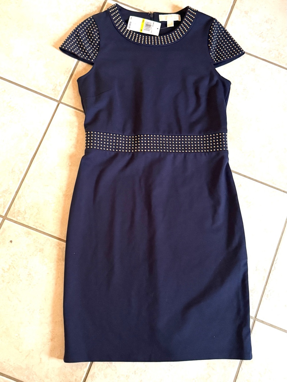 NWT Michael Kors True Navy Blue Studded Sheath Dress Size M $165